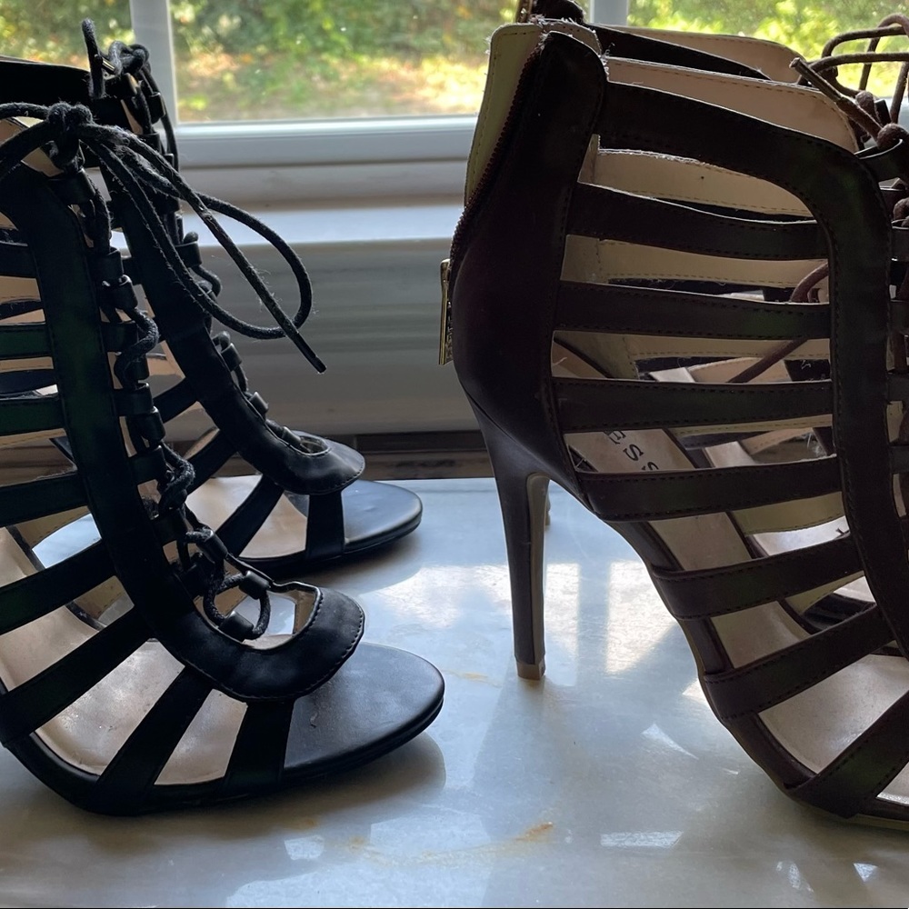 Guess Gladiator Sandle Heels 2 colors black & brown